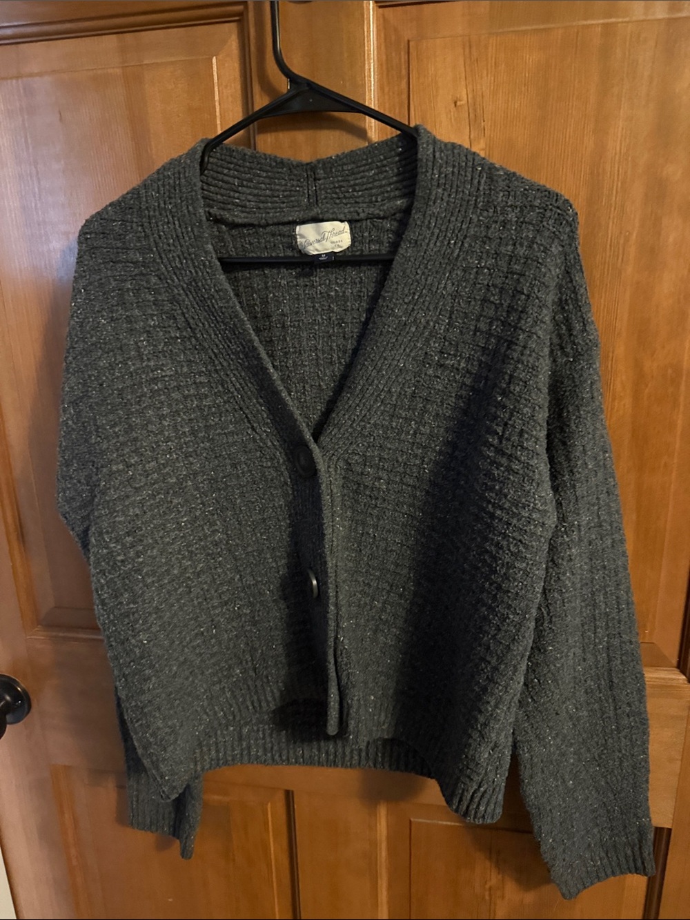 Universal Thread Charcoal Textured V-Neck Button Cardigan